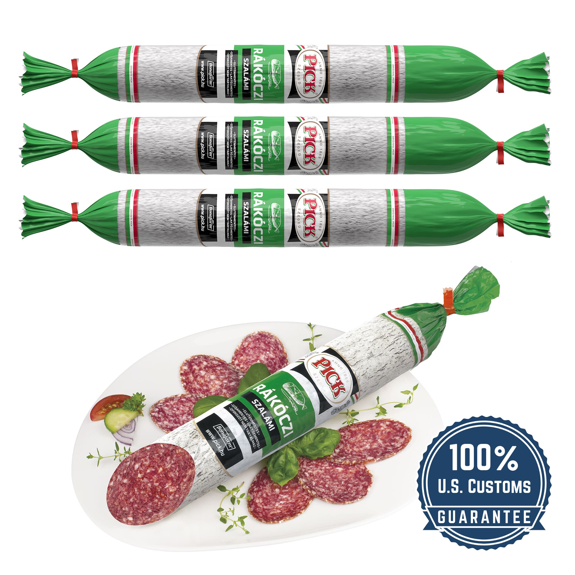 3x Hungarian PICK Rakoczi Salami 750g / 26.5oz - European Products Store