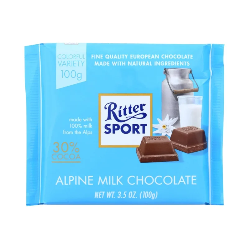 25x Original German Ritter Sport Alpine Milk Chocolate Bar 100g / 3.5oz