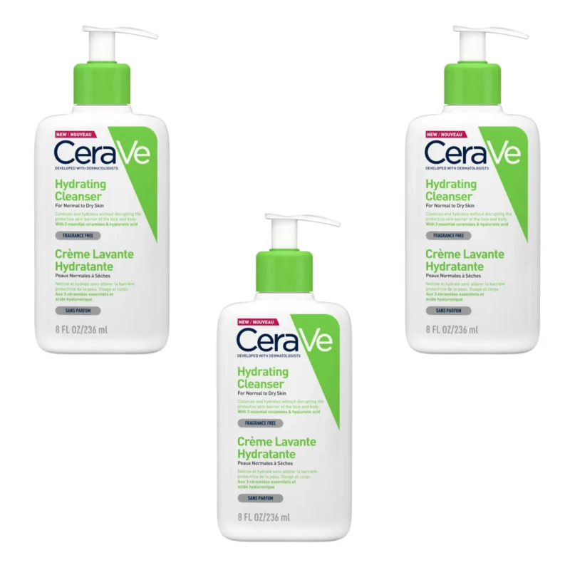 3x CeraVe Moisturizing Cleansing Emulsion for Normal and Dry Skin 236ml / 8 fl oz