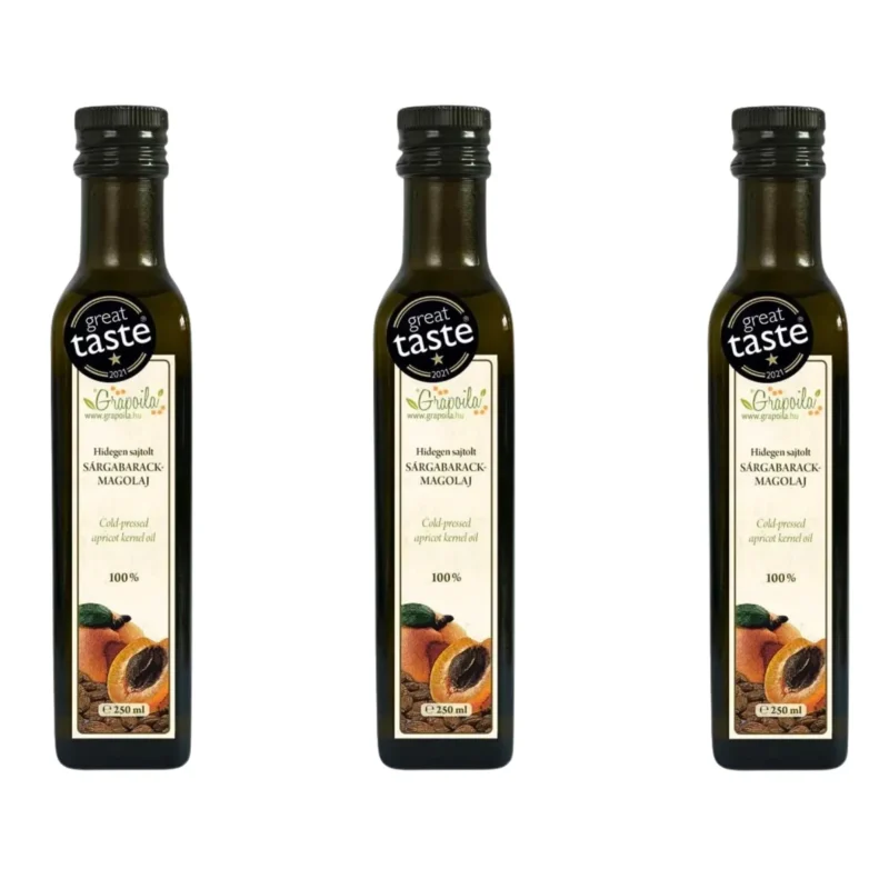 3x Hungarian Grapoila Cold-Pressed Apricot Kernel Oil 250ml / 8.4 fl oz
