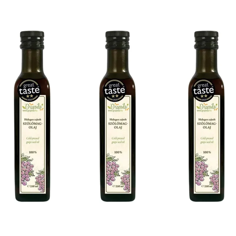 3x Hungarian Grapoila Cold-Pressed Grape Seed Oil 250ml / 8.4 fl oz