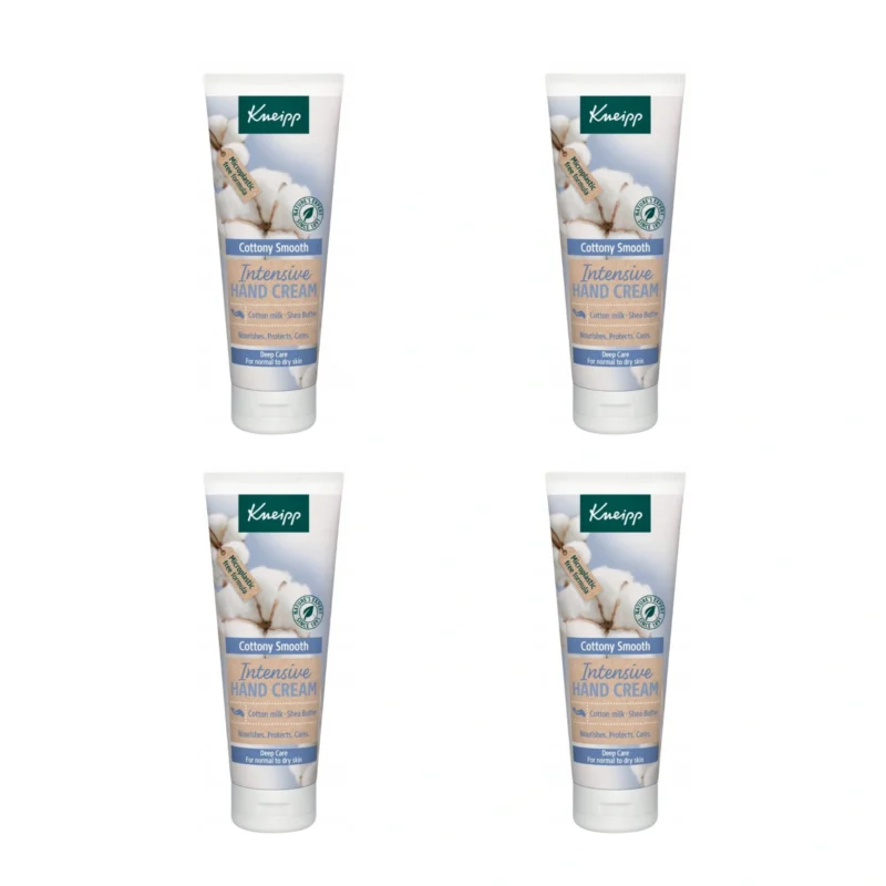 4x Kneipp Intensive Hand Cream with Cotton Smooth and Shea Butter 75 ml / 2.54 fl oz