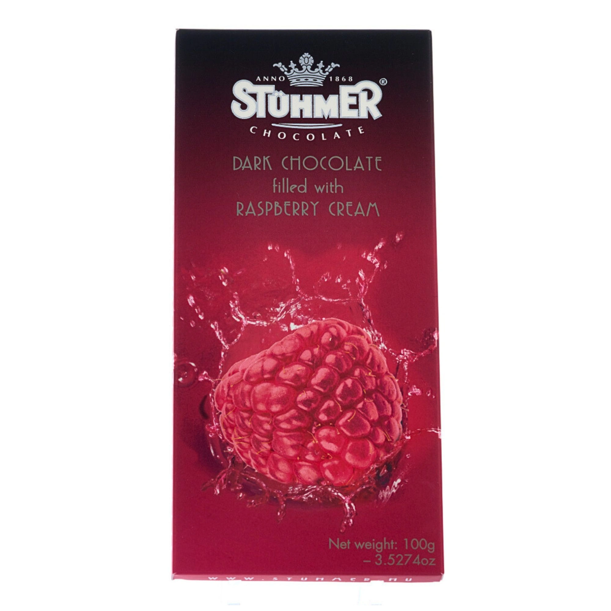 10x STÜHMER Dark Chocolate Filled with Raspberry Cream 100g / 3.53 oz