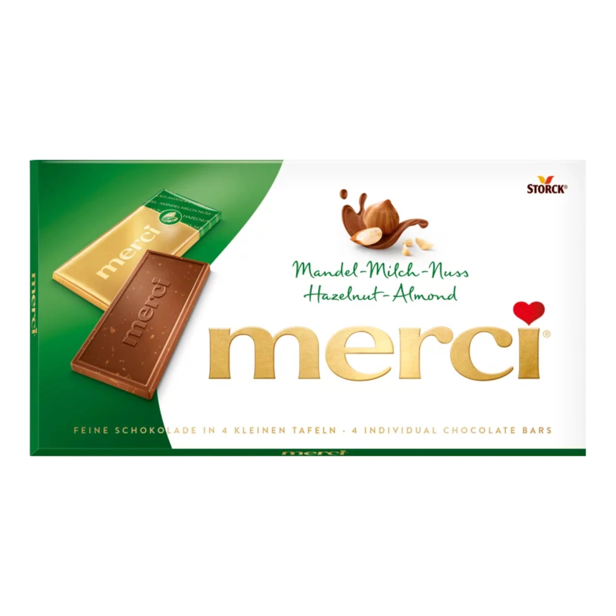 15x Merci Hazelnut-Almond Chocolate Bar 100g / 3.53 oz - European