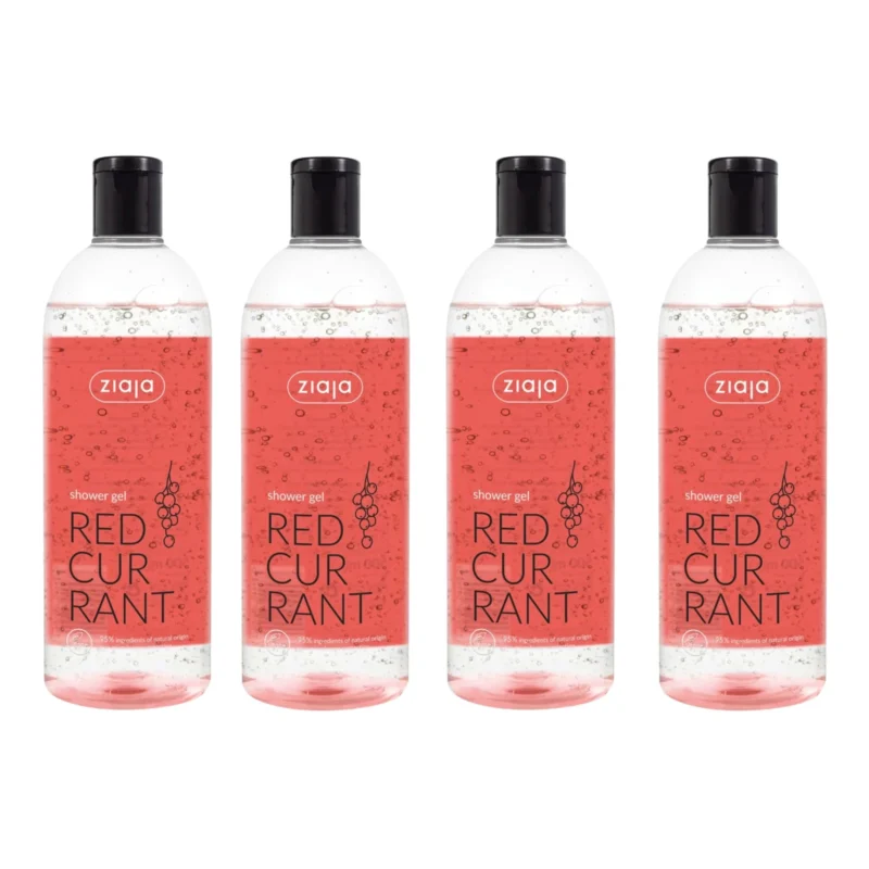 4x Ziaja Shower Gel with Red Currant Extract 500ml / 16.91 fl oz