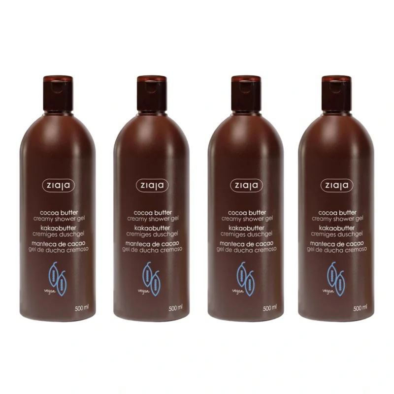 4x Ziaja Cocoa Butter Shower Gel 500ml / 16.91 fl oz