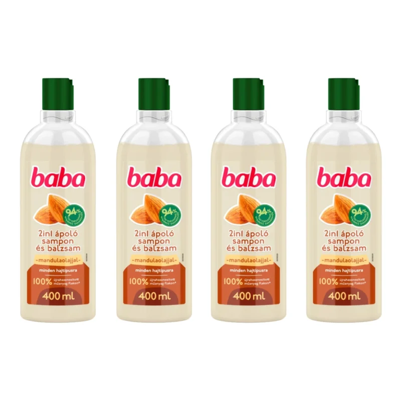 4x Baba 2in1 Shampoo with Almond Oil 400ml / 13.5 fl oz