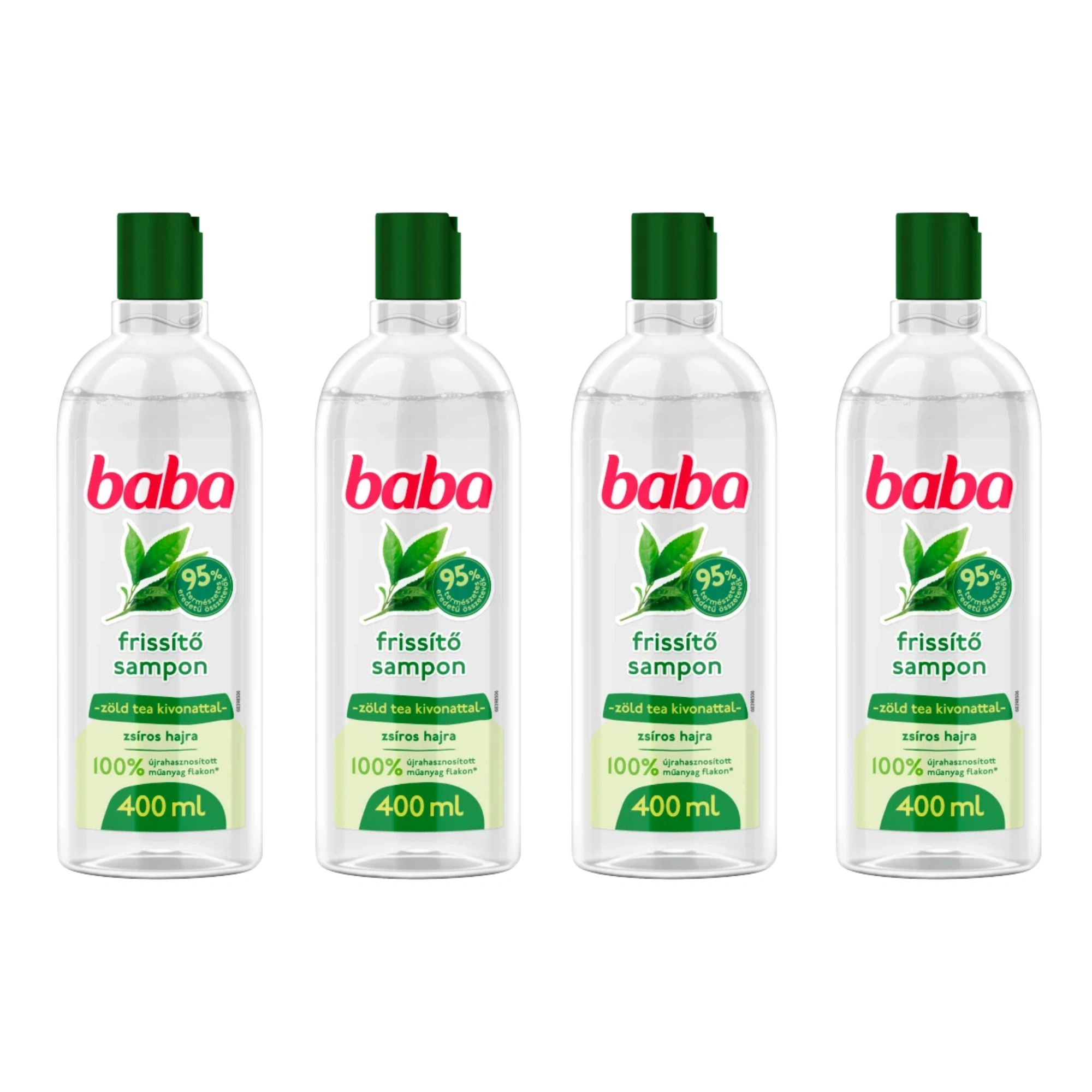 4x Baba Shampoo with Organic Green Tea Extract 400ml / 13.5 fl oz