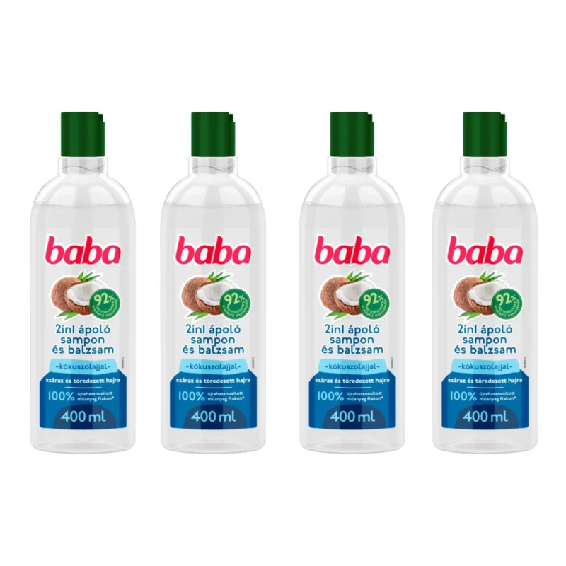 4x Baba 2in1 Shampoo with Coconut Oil 400ml / 13.5 fl oz