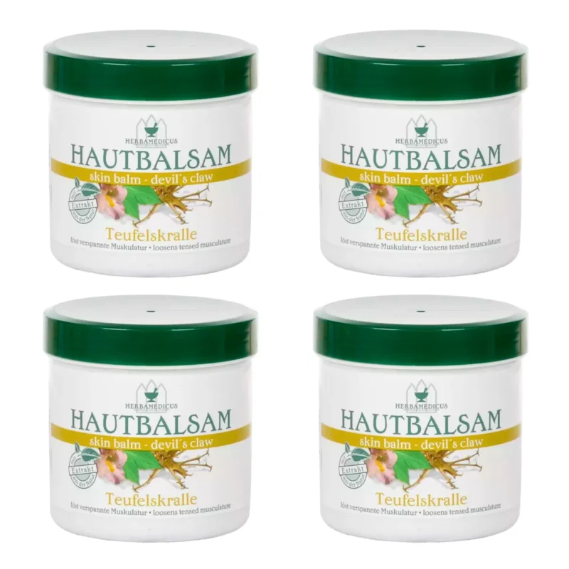 4x Herbamedicus Devil's Claw Balm for Rheumatic and Joint Pain Hautbalsam 250ml / 8.5 fl oz