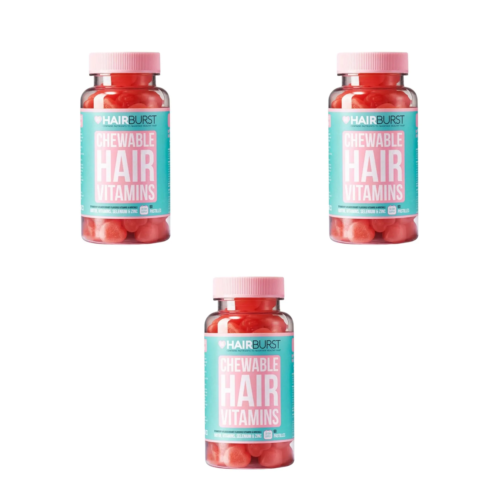 3x Hairburst Chewable Hair Vitamins – 90-Day Supply