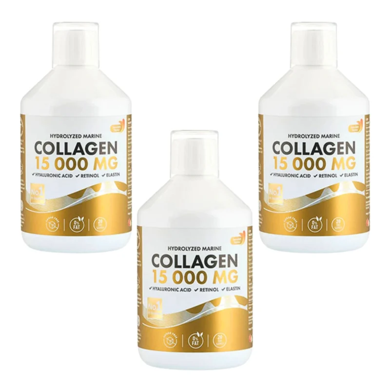 3x Swedish Nutra Marine Collagen 15000mg Liquid with Retinol 500ml / 16.9 oz
