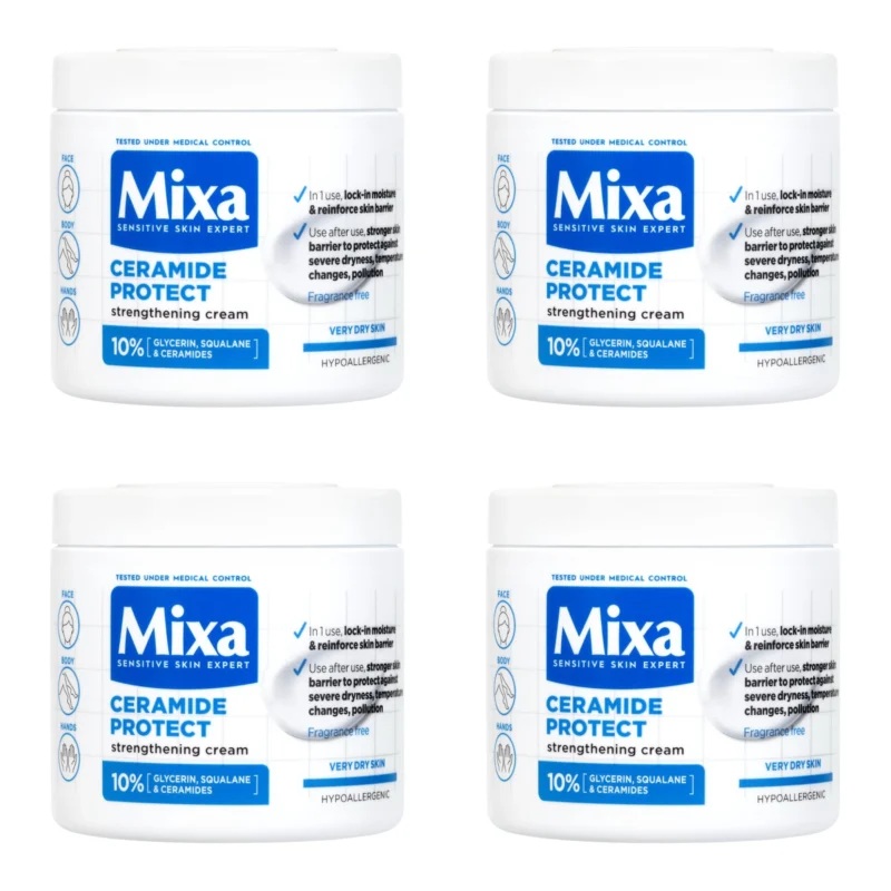 4x Mixa Ceramide Protect Hydrating Body Lotion 400 ml / 13.53 floz