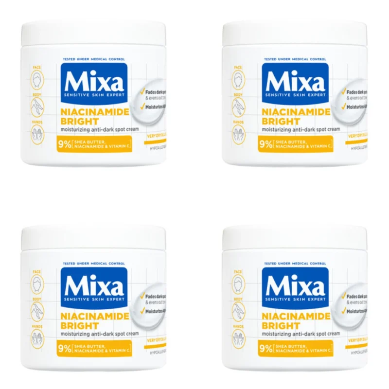 4x Mixa Niacinamide Bright Hydrating Cream for Dark Spots 400ml / 13.53 floz