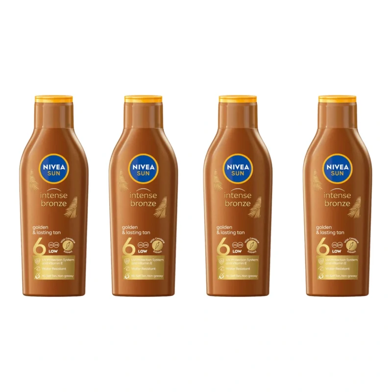 4x Nivea Tropical Bronze Carotene Sunscreen Lotion SPF 6 200 ml / 6.76 floz