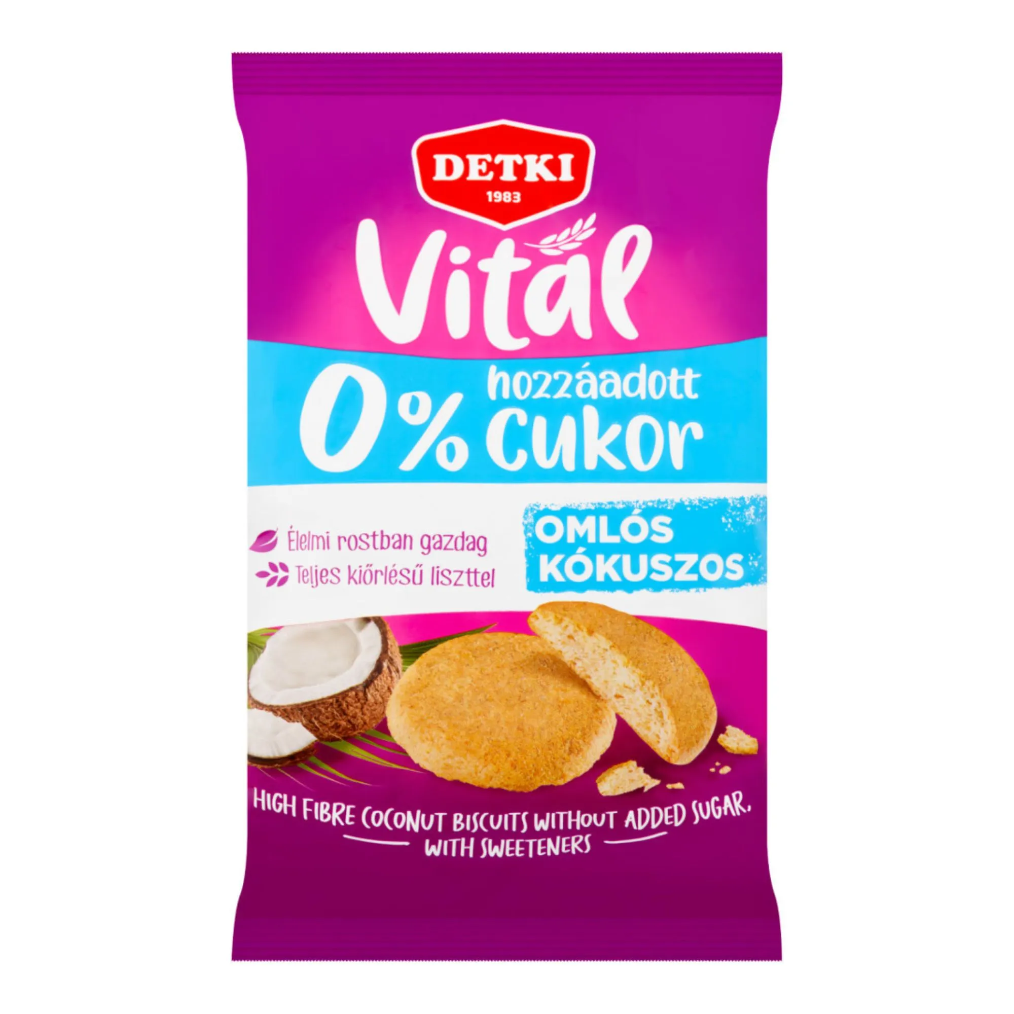 10x Hungarian DETKI Sugar-Free Coconut Tea Biscuits 180g / 6.35oz