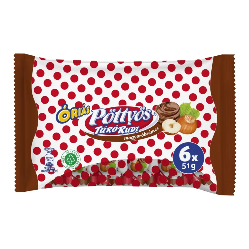 102x Pöttyös Óriás Túró Rudi with Hazelnut Filling 51g / 1.8oz